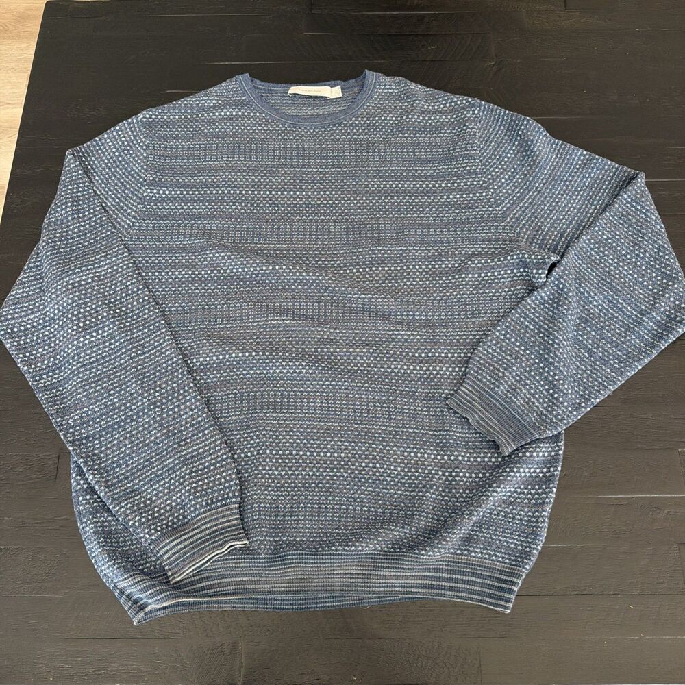 Ermenegildo Zegna Multi-Tonal Blue Lightweight Cotton Flax Crewneck Sweater XXL